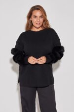SWEATER COMBINADO CON PIEL EN MANGAS