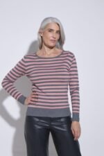 SWEATER RAYADO CON CIERRE ESPALDA