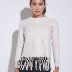 SWEATER COMBINADO SIMIL GAMUZA CON FLECOS