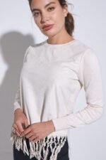 SWEATER COMBINADO SIMIL GAMUZA CON FLECOS - Image 4