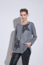 CARDIGAN CON CIERRE ESTRELLA BORDADA CON PIEDRAS