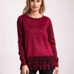 SWEATER COMBINADO SIMIL GAMUZA CON FLECOS