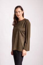 SWEATER COMBINADO CON SIMIL GAMUZA PIEDRAS