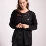 CARDIGAN CON CIERRE ESTRELLA BORDADA CON PIEDRAS