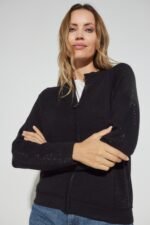 CARDIGAN CON CIERRE BORDADO CON BRILLO